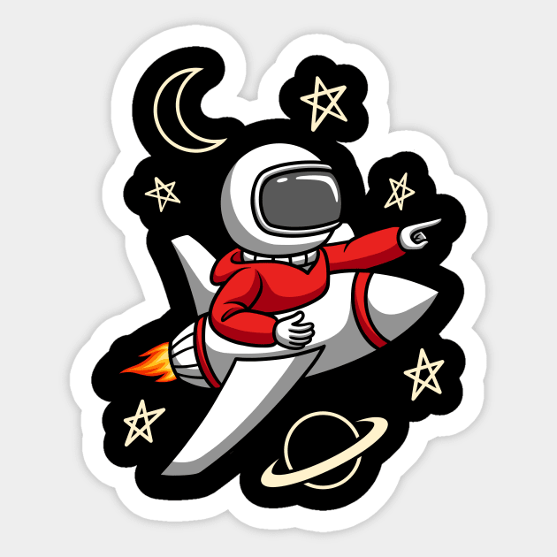 Astronaut Riding Rocket Sticker by oziazka